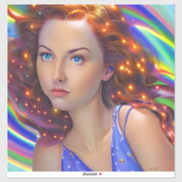 Dreamy Girl mit Rainbow Lights Aufkleber