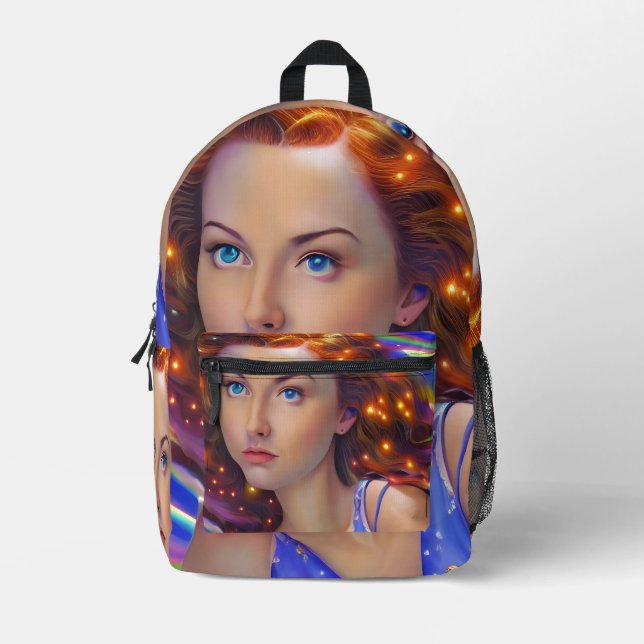 Dreamy Girl mit Rainbow Lights Bedruckter Rucksack (Vorderseite)