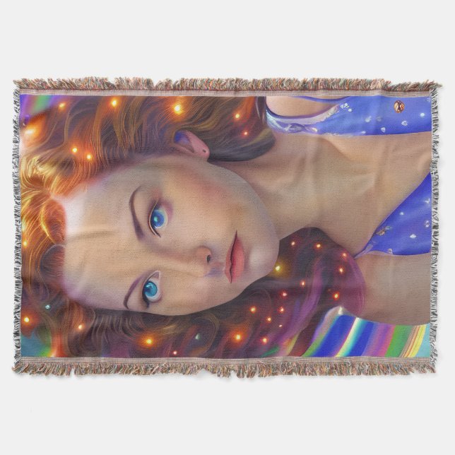 Dreamy Girl mit Rainbow Lights Decke (Vorderseite)