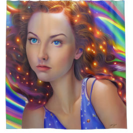 Dreamy Girl mit Rainbow Lights Duschvorhang