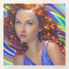 Dreamy Girl mit Rainbow Lights Glasuntersetzer