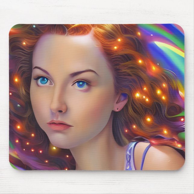 Dreamy Girl mit Rainbow Lights Mousepad (Vorne)