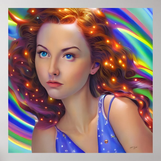 Dreamy Girl mit Rainbow Lights Poster (Vorne)