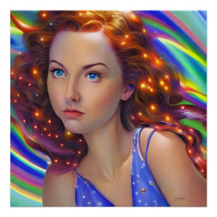 Dreamy Girl mit Rainbow Lights Poster