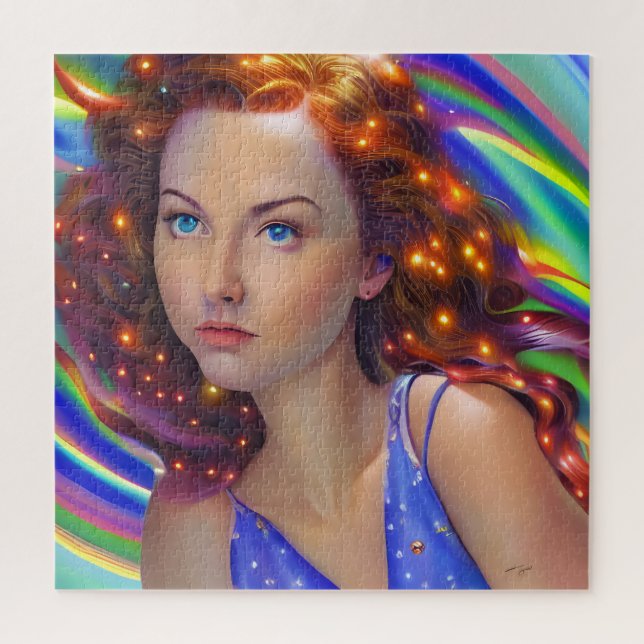 Dreamy Girl mit Rainbow Lights Puzzle (Vertikal)