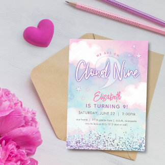 Dreamy Girly on Cloud 9. Geburtstag Einladung