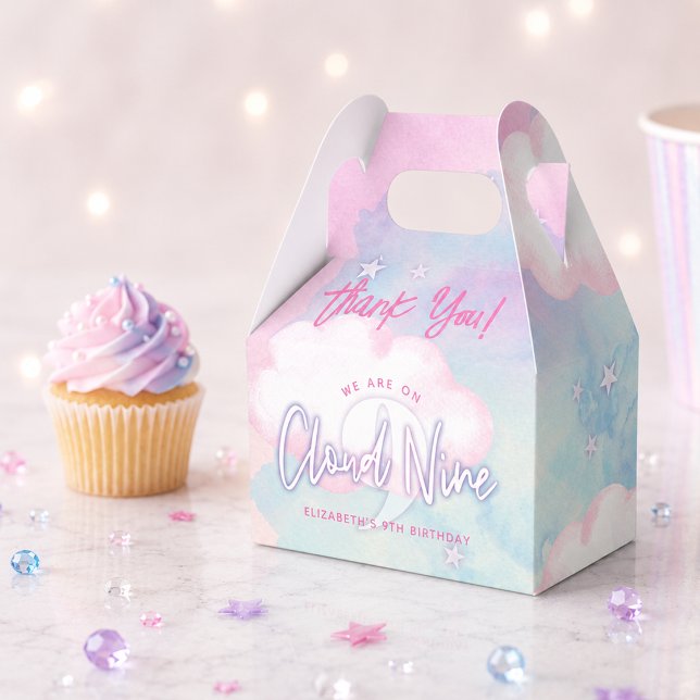 Dreamy Girly on Cloud 9. Geburtstag Geschenkschachtel (Dreamy Girly On Cloud Nine 9th Birthday Favor Boxes)
