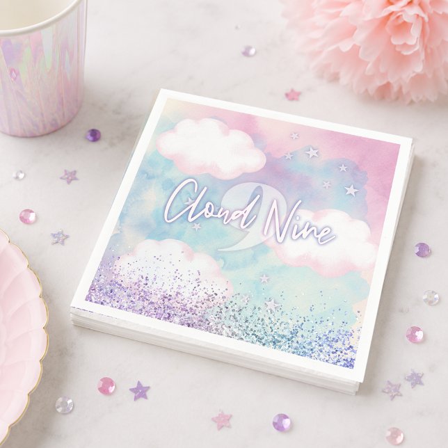 Dreamy Girly on Cloud 9. Geburtstag Serviette (Dreamy Girly On Cloud Nine 9th Birthday Napkins)