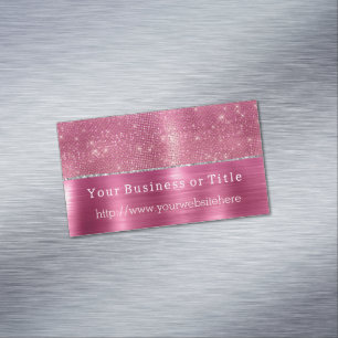 Dreamy Glitzy Pink Silver Sparkle Magnetische Visitenkarte