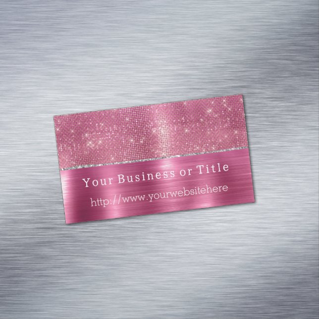 Dreamy Glitzy Pink Silver Sparkle Magnetische Visitenkarte (Beispiel)