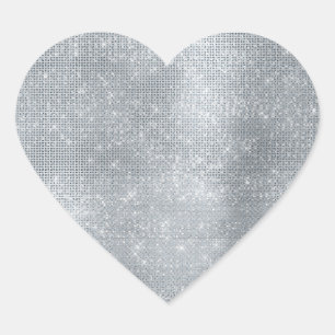 Dreamy Glitzy Silver Sparkle Herz-Aufkleber