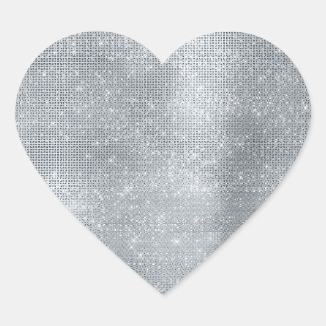 Dreamy Glitzy Silver Sparkle Herz-Aufkleber (Vorderseite)