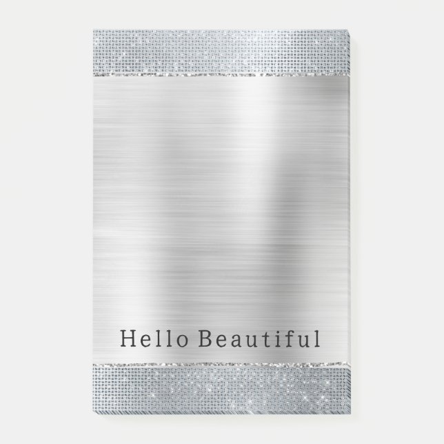Dreamy Glitzy Silver Sparkle Post-it Klebezettel (Vorderseite)