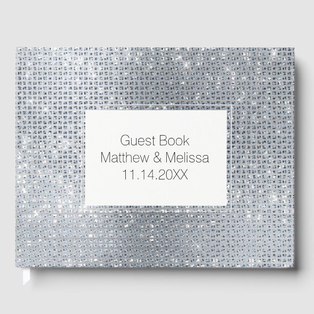 Dreamy Glitzy Silver Sparkle Wedding Gästebuch (Vorderseite)