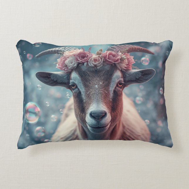 Dreamy Goat Art Dekokissen (Vorderseite)