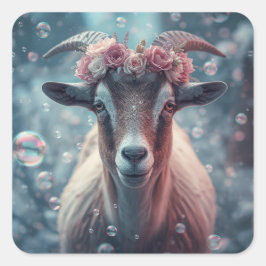 Dreamy Goat Art Quadratischer Aufkleber