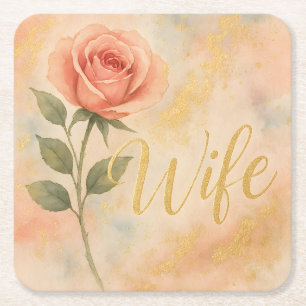 Dreamy Gold Ehefrau Square Untersetzer Set