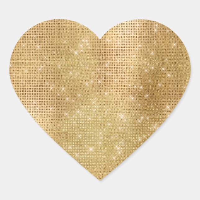 Dreamy Gold Glitzy Sparkle Herz-Aufkleber (Vorderseite)