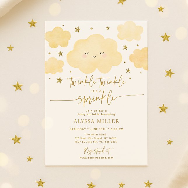 Dreamy Gold Twinkle Star Cloud Baby Sprinkle Einladung (Von Creator hochgeladen)