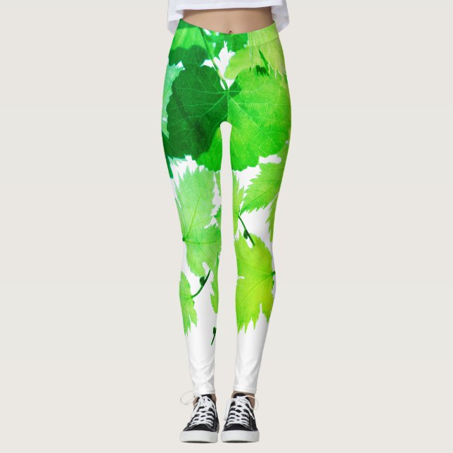 Dreamy Green Vine Blätter Leggings (Vorderseite)