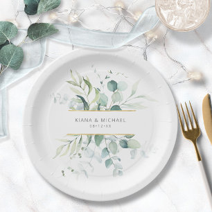 Dreamy Green Wedding V3 Green/Blue ID817 Pappteller