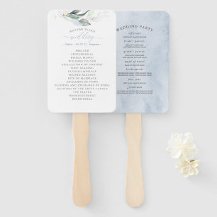 Dreamy Greenery Dusty Blue Wedding Program Fächer