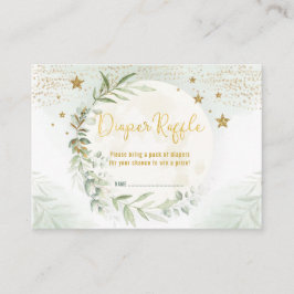 Dreamy Greenery Gold Moon & Stars Windeln Raffle Begleitkarte