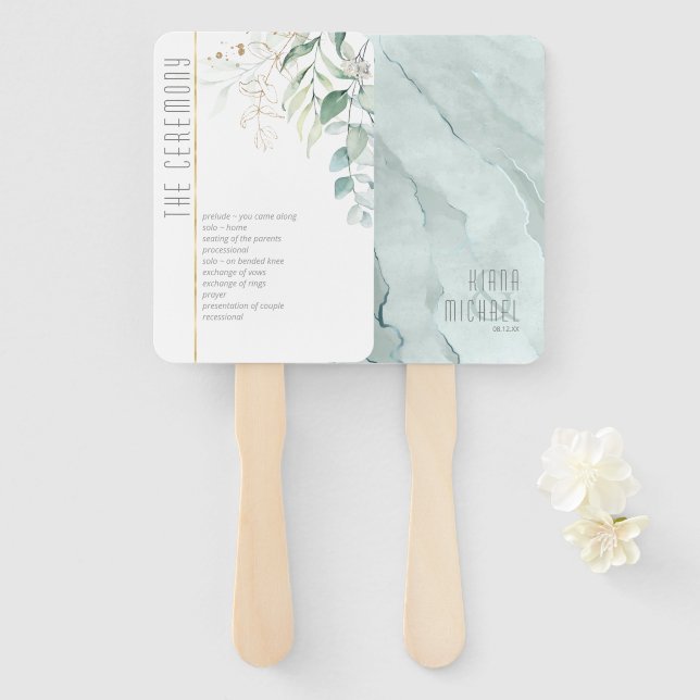 Dreamy Greenery Hochzeit Zeremonie Green/Blue ID81 Fächer (Vorne und Hinten)