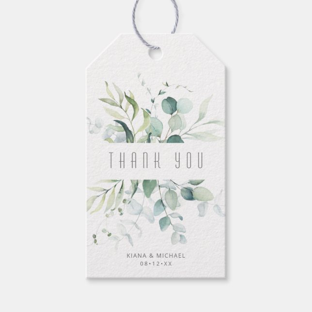 Dreamy Greenery Vielen Dank V1 Green/Blue ID817 Geschenkanhänger (Vorderseite)