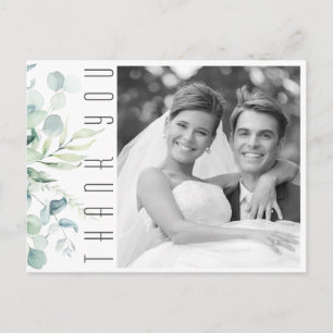 Dreamy Greenery Wedding Danke Green/Blue ID817 Ankündigungspostkarte