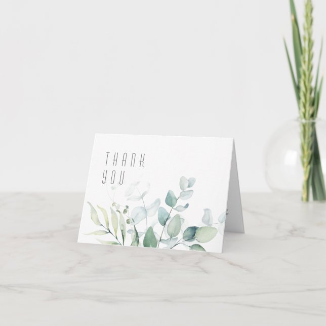 Dreamy Greenery Wedding Danke Green/Blue ID817 Karte (Vorderseite)