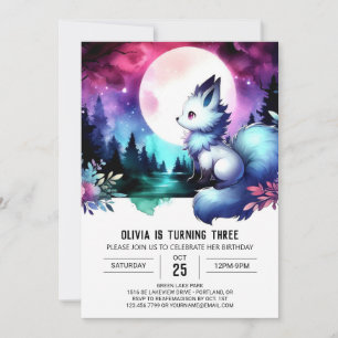 Dreamy Happy Wolf Birthday Einladung