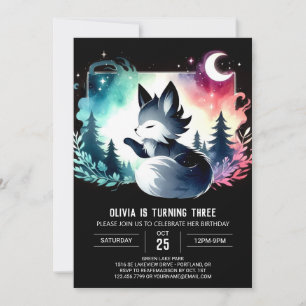 Dreamy Happy Wolf Birthday Einladung