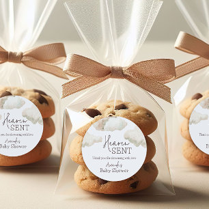 Dreamy Heaven Sent Blue Boy Baby Dusche Runder Aufkleber