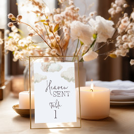 Dreamy Heaven Sent Blue Boy Baby Dusche Tischnummer