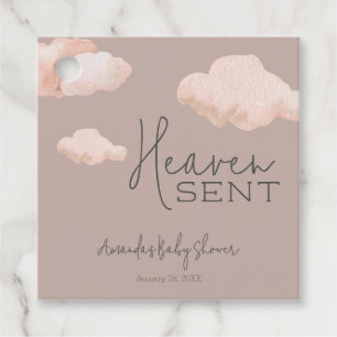 Dreamy Heaven Sent Sky Themed Beige Baby Dusche Geschenkanhänger