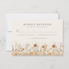 Dreamy Herbst Wildblume Hochzeit RSVP Karte