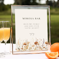 Dreamy Herbst Wildblume Mimosa Bar Sign
