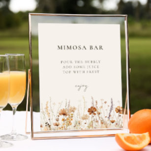 Dreamy Herbst Wildblume Mimosa Bar Sign Poster