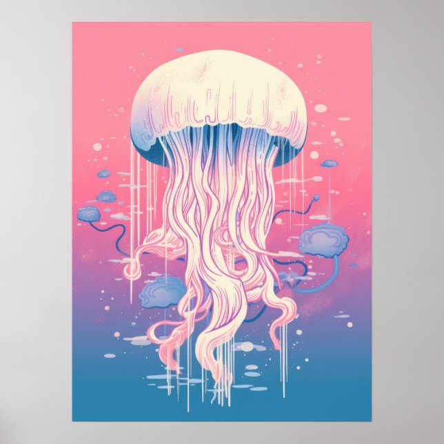 Dreamy Jellyfish in Ocean Hues Poster (Vorne)