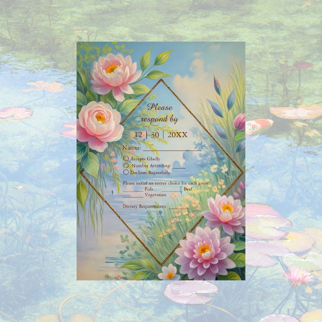 Dreamy Lakeside Garden Wedding RSVP Karte (Von Creator hochgeladen)