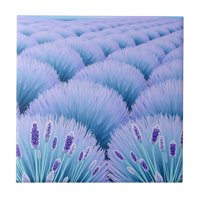 Dreamy Lavender Fields Aesthetic Purple Blue  Fliese (Vorderseite)