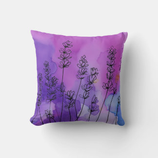 Dreamy Lavender Floral Wasserfarbe Kissen