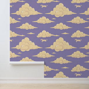 Dreamy Lavender Skies: Whimsical Cloud Pattern Tapete