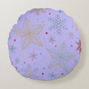 "Dreamy Lavender Star Pattern Round Pillow Rundes Kissen