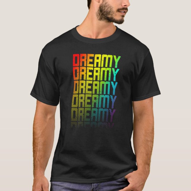 Dreamy Lgbtq+ Rainbow Gay Pride Text Fade Graphic T-Shirt (Vorderseite)
