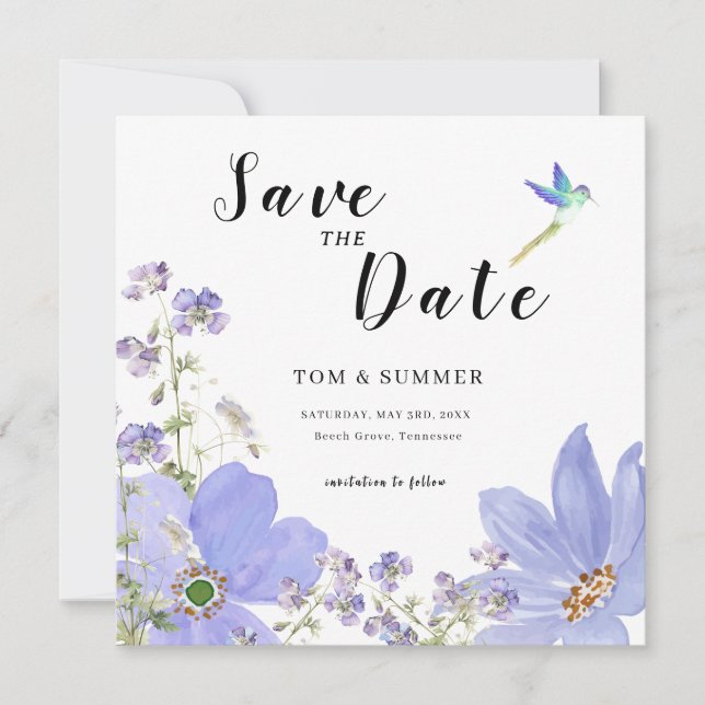 Dreamy Lilac Blume Wedding Save The Date (Vorderseite)