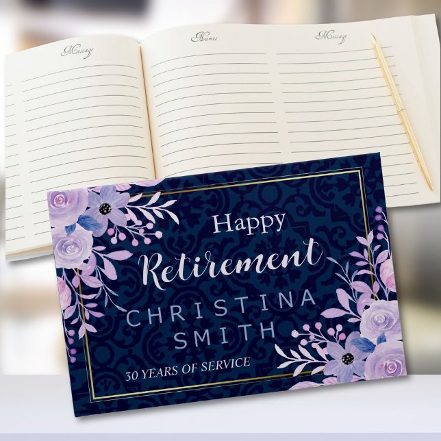 Dreamy Lilac Pastel Watercolor Retirement Party Gästebuch (Dreamy Lilac Pastel Watercolor Retirement Party Guest Book)