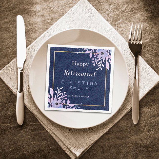 Dreamy Lilac Pastel Watercolor Retirement Party Serviette (Dreamy Lilac Pastel Watercolor Retirement Party Paper Dinner Napkins)