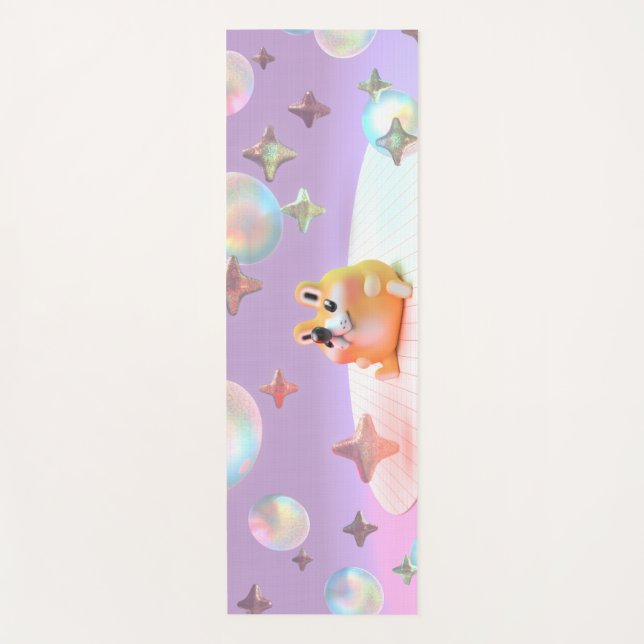 Dreamy little bear, bubbles, and stars- yoga mat yogamatte (Vorderseite)
